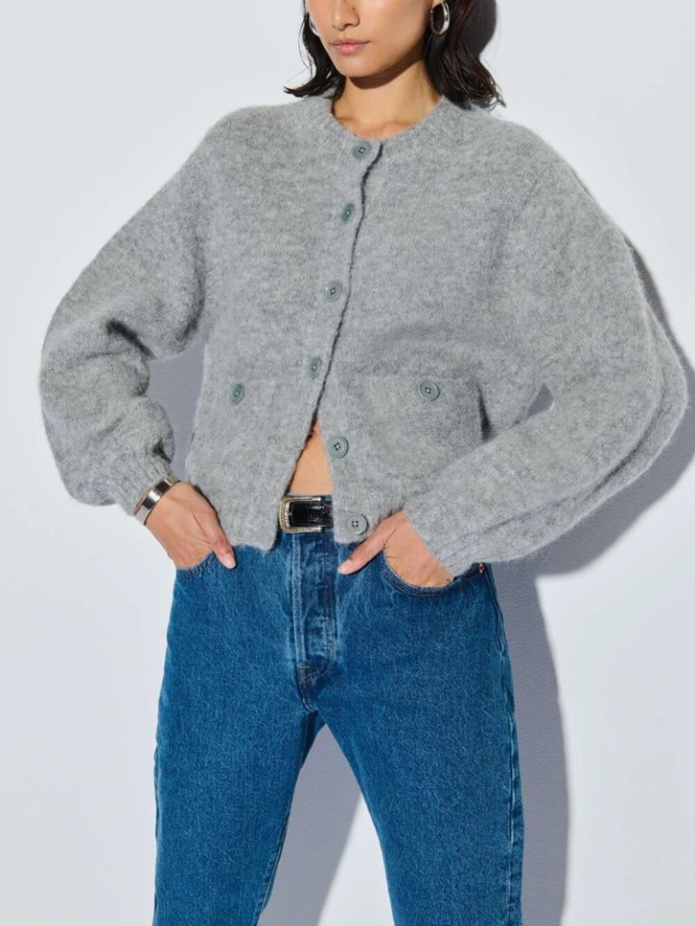 Nation LTD Tessa Alpaca Cardigan Dove Gray Heather Size Medium